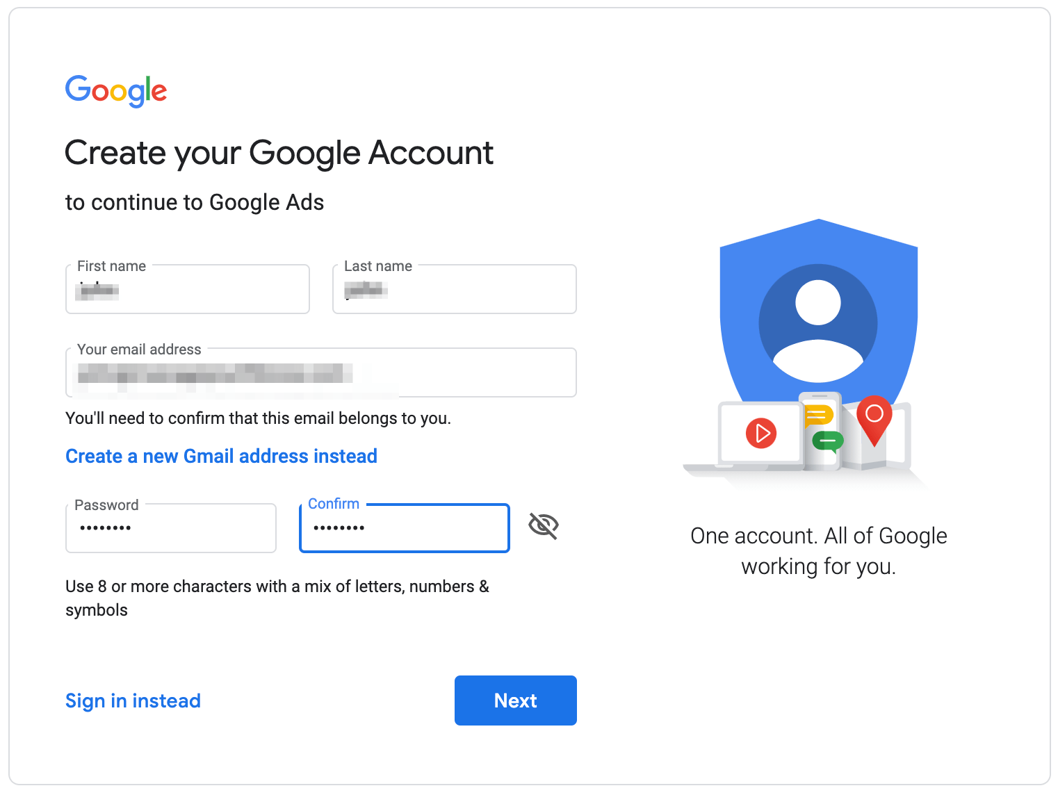 Google Ads Account Details