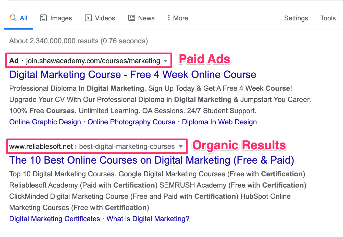 Paid Ads in Google Results
