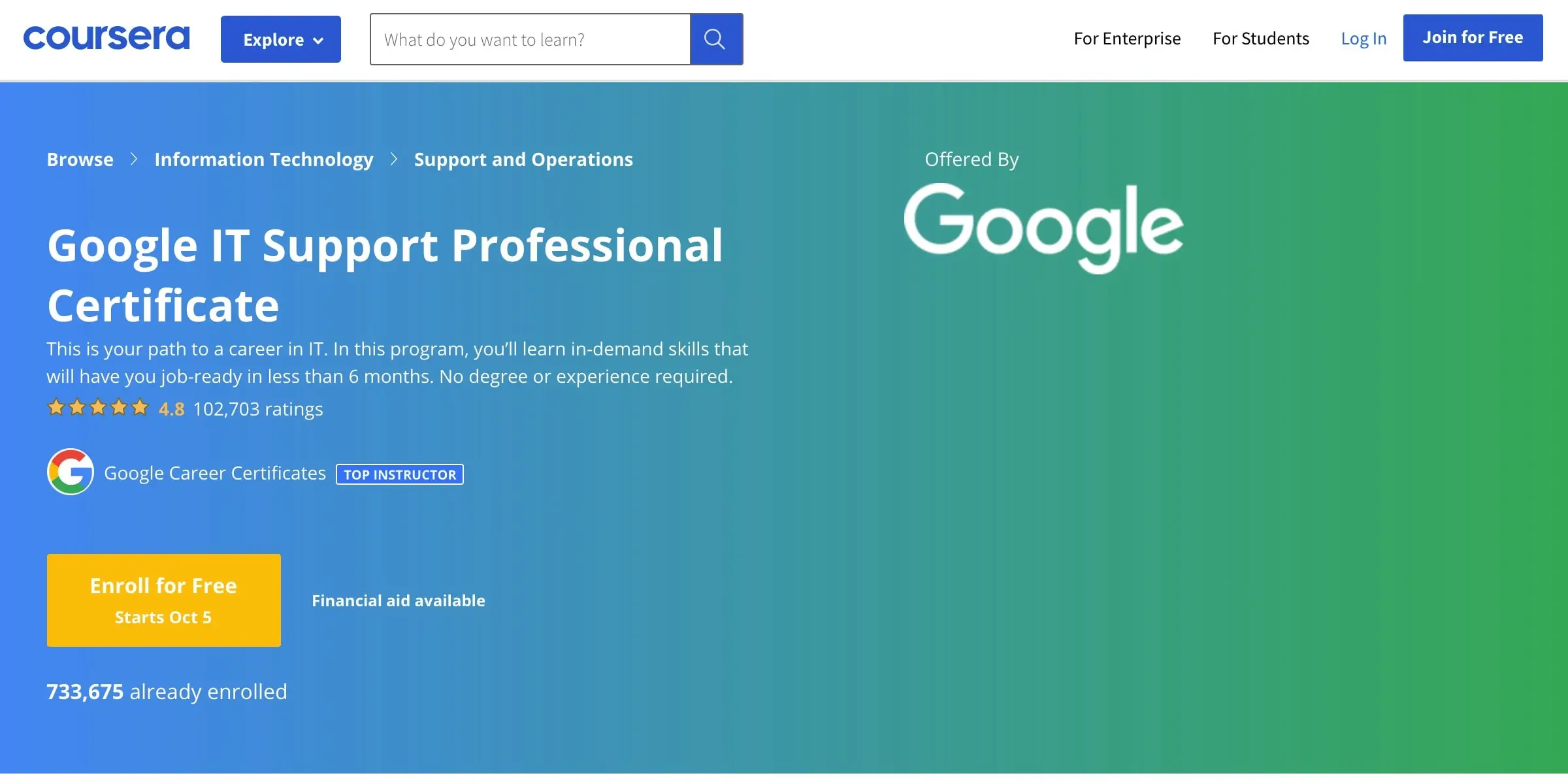 Google IT Support Professional Certificate