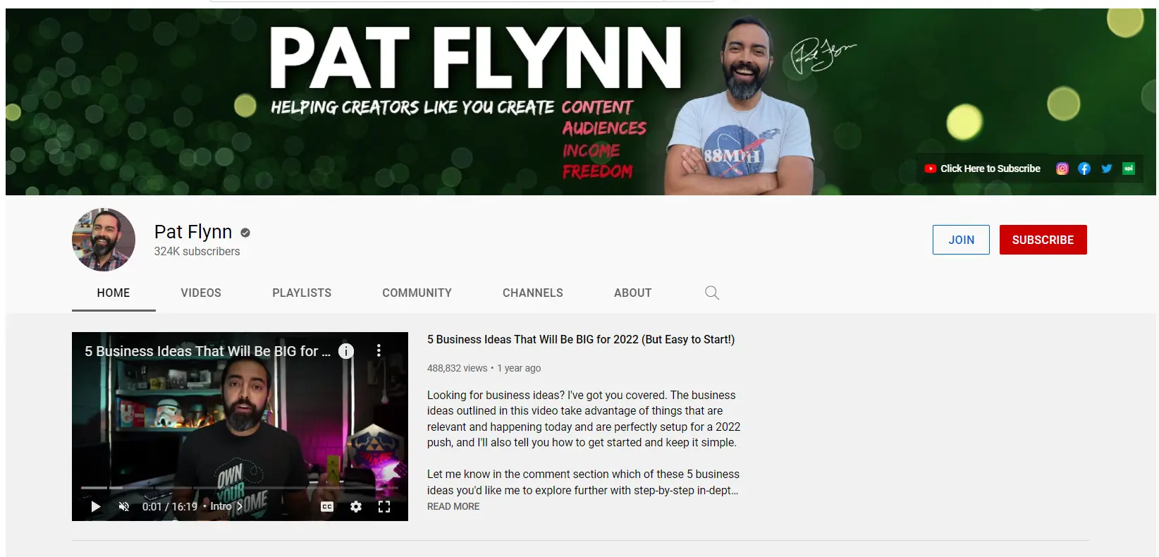 Pat Flynn’s channel on YouTube.