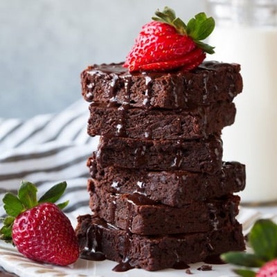 Chocolate Brownies with Strawberries on Top