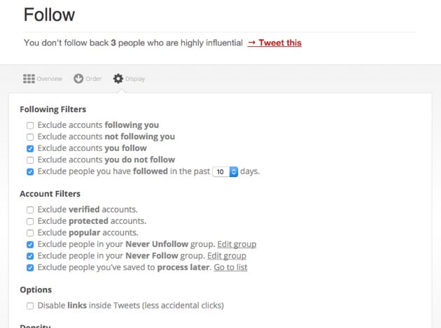 manageflitter follow twitter users feature