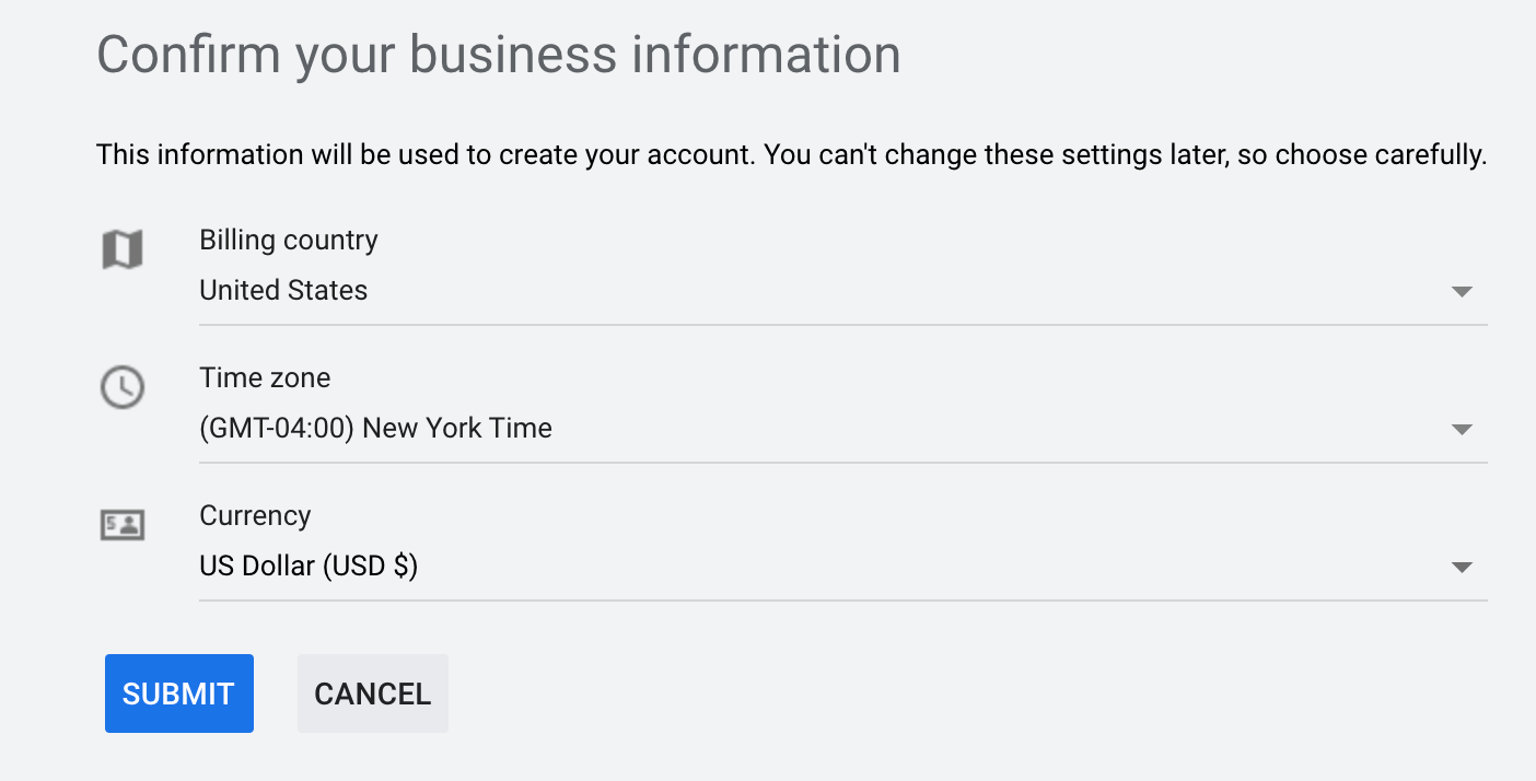 Confirm your Business Information.