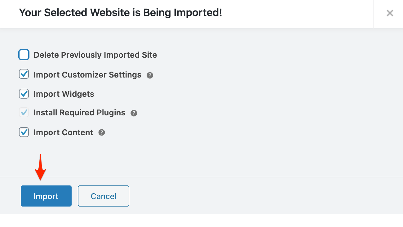confirm website import