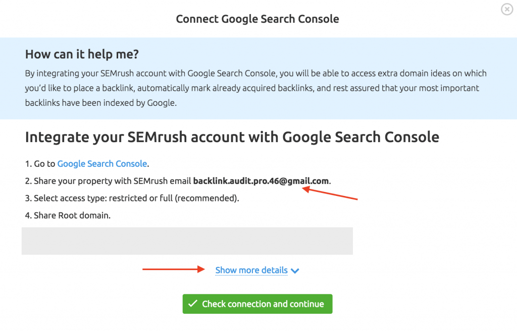 connect semrush with google