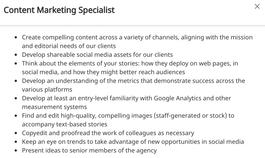 Content Marketing Job Posting