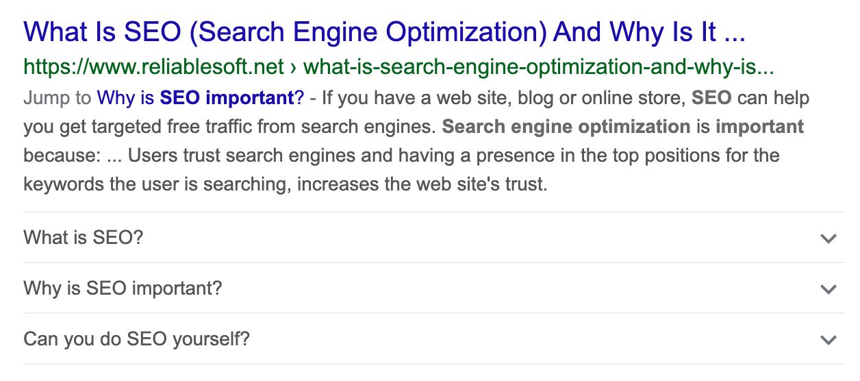 FAQPage Schema in Google Search Results