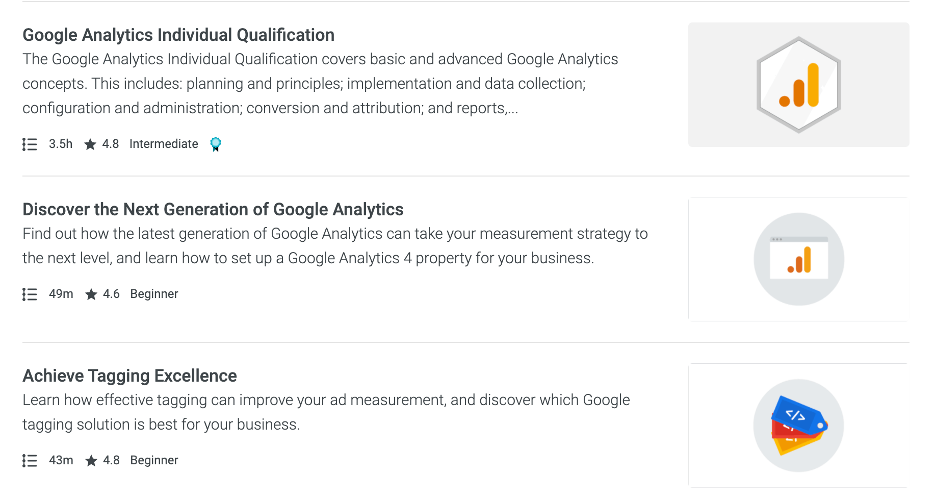 Google Analytics Academy Courses