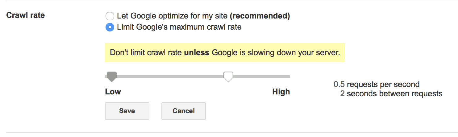 Google Crawl rate setting in Google Search Console