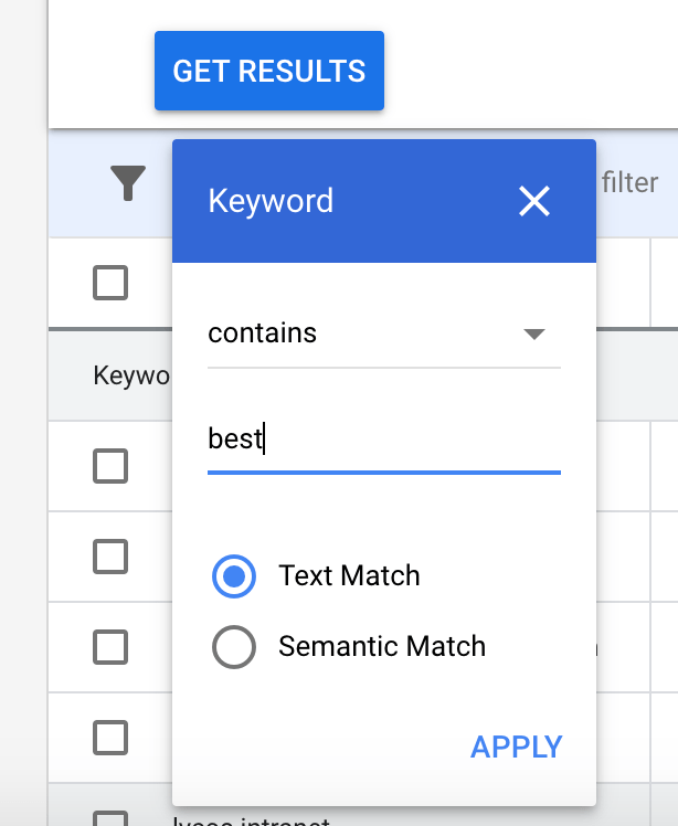 Add Keyword Filter