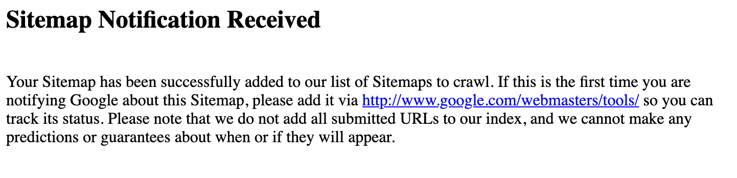 Sitemap Notification Received